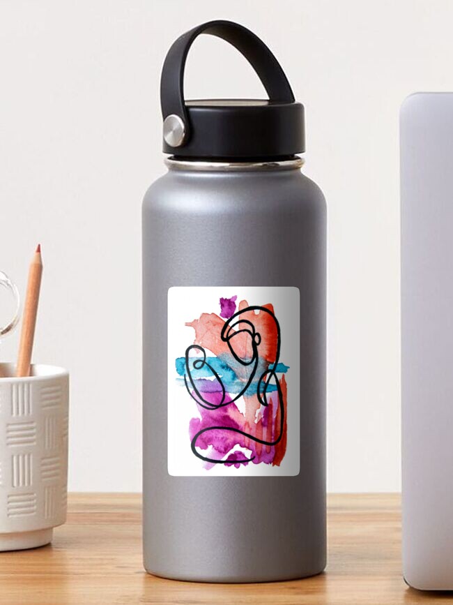 Thumbnail 1 of 3, Sticker, Colorful Women: Mother and Baby Line Drawing designed and sold by ThespisMedia.