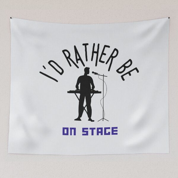 Item preview, I´d rather be on music stage, keyboard player. Black text and image. Gifts & Merchandise. designed and sold by LindaLG.