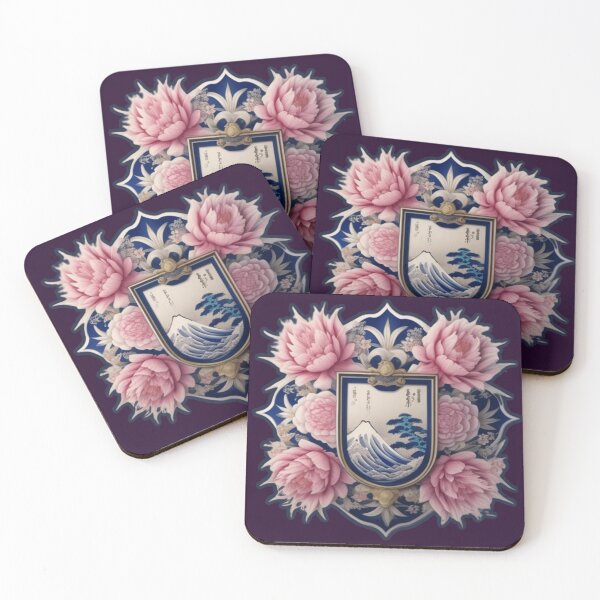 Item preview, Hokusai floral crest  designed and sold by Roxburylane.