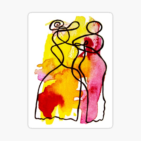 Colorful Women: 2 Ladies Line Drawing Sticker