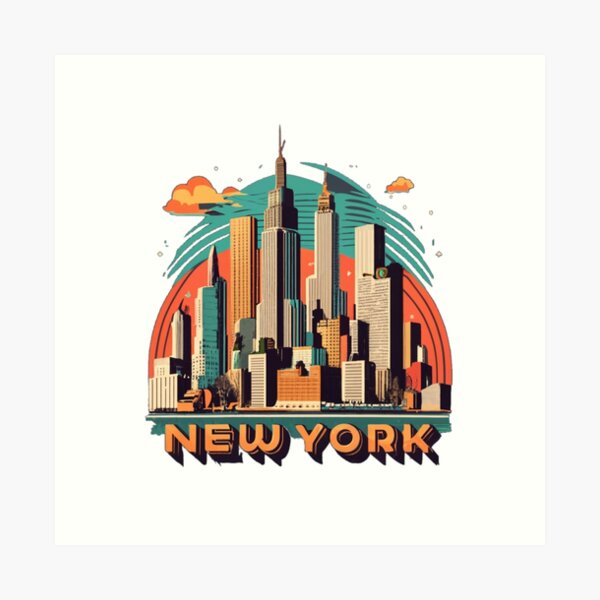 Artikel-Vorschau von 1950er Jahre Art Deco New York – Retro-modernes Neon Skyline T-Shirt, designt und verkauft von Moisky Patterns.