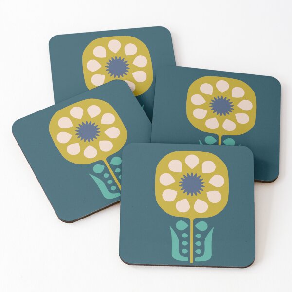 Item preview, KF 0144 E - Estampado Floral Vintage Retro Años 70 en Verde designed and sold by KhakiFinch.