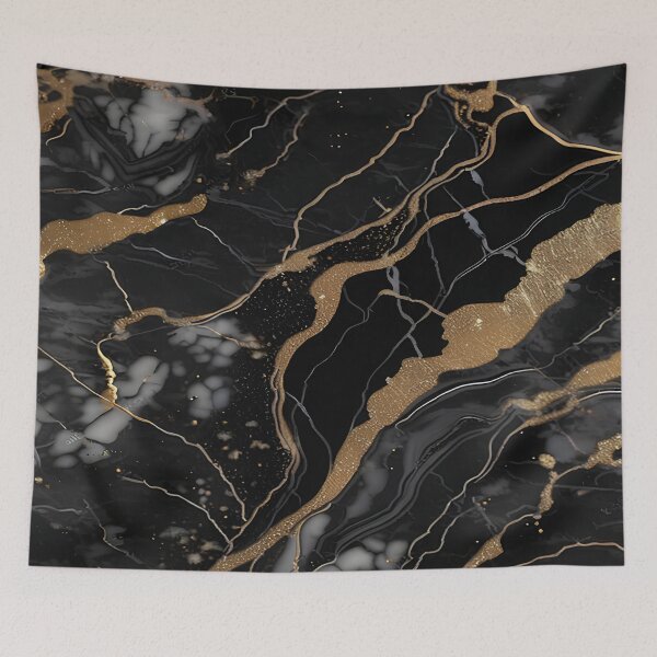 Item preview, Abstract Black Marble with Veins of Gold designed and sold by BirdsnStuff.