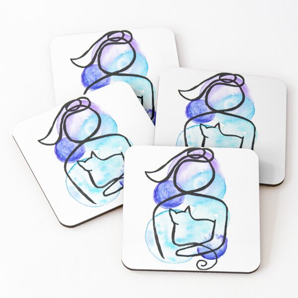 Item preview, Colorful Women: Cat Mom Line Drawing designed and sold by ThespisMedia.