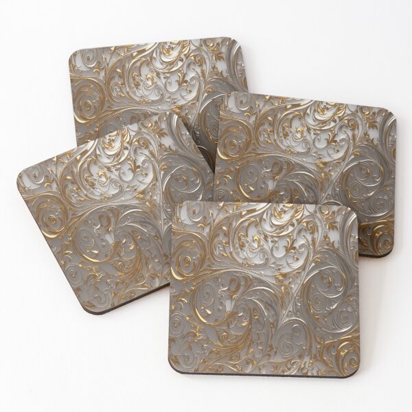 Item preview, Abstract Silver and Gold Marble Swirl Art designed and sold by BirdsnStuff.