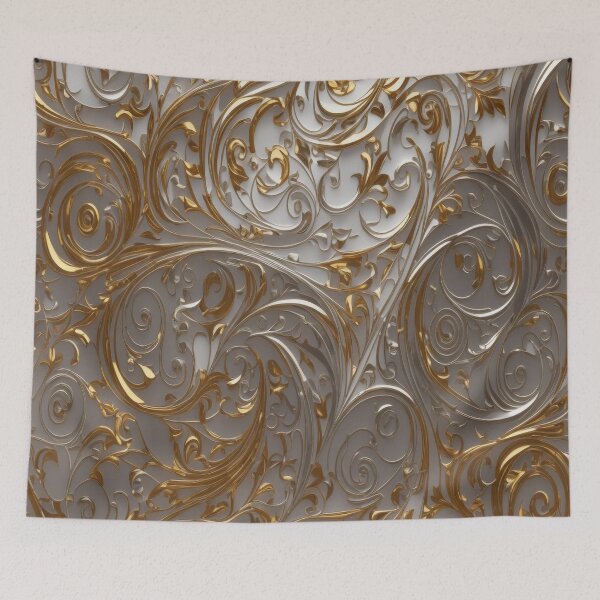 Item preview, Abstract Silver and Gold Marble Swirl Art designed and sold by BirdsnStuff.