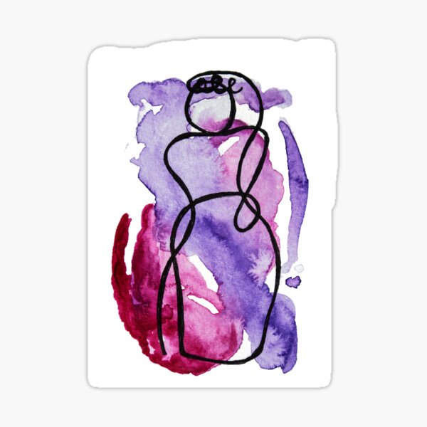 Colorful Women: Career Girl Line Drawing Sticker