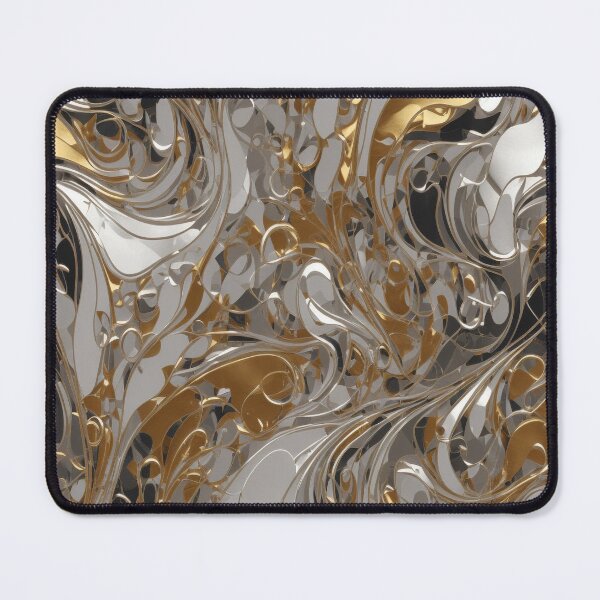 Item preview, Abstract Silver and Gold Marble Swirl Art designed and sold by BirdsnStuff.