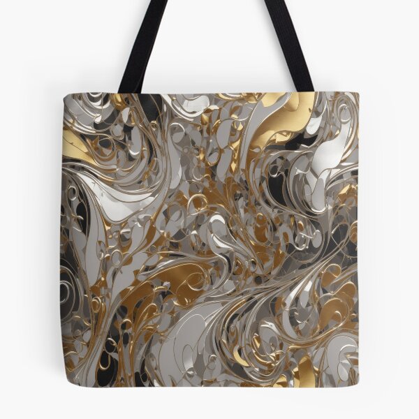 Item preview, Abstract Silver and Gold Marble Swirl Art designed and sold by BirdsnStuff.