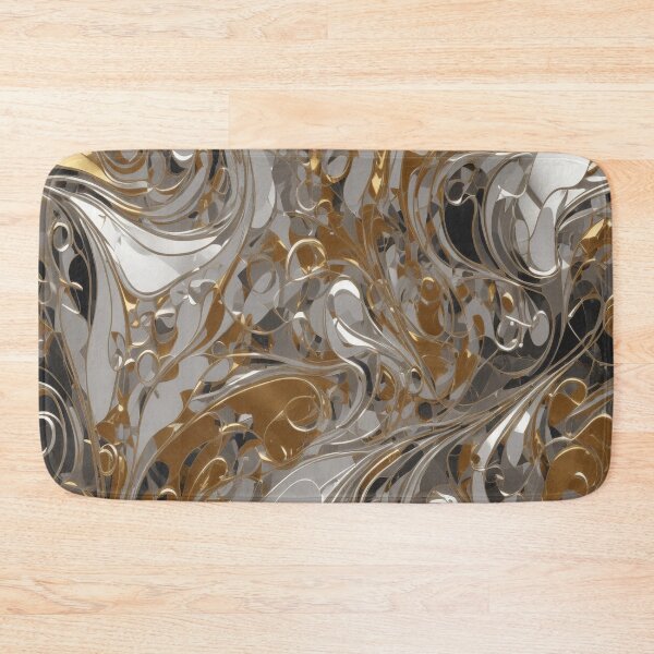 Item preview, Abstract Silver and Gold Marble Swirl Art designed and sold by BirdsnStuff.