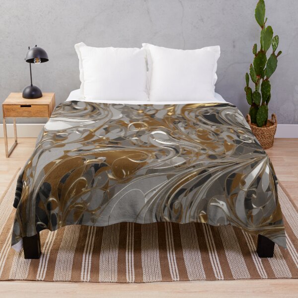 Item preview, Abstract Silver and Gold Marble Swirl Art designed and sold by BirdsnStuff.
