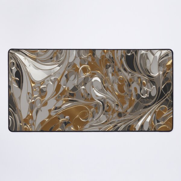 Item preview, Abstract Silver and Gold Marble Swirl Art designed and sold by BirdsnStuff.