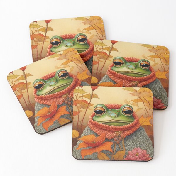 Item preview, Cute frog in a knitted cozy sweater - autumn portrait. designed and sold by SaraSumi.