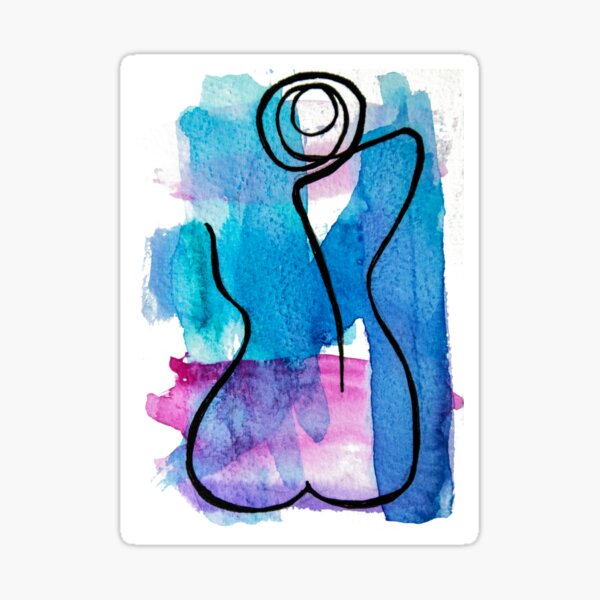 Colorful Women: Sitting in Silence Line Drawing Sticker