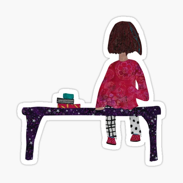 Girl sitting on Bench Sticker