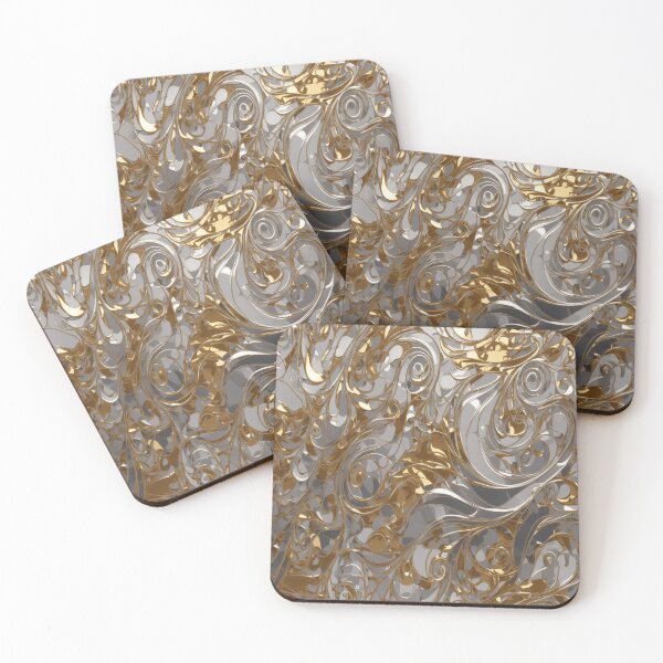 Item preview, Abstract Silver and Gold Marble Swirl Art designed and sold by BirdsnStuff.