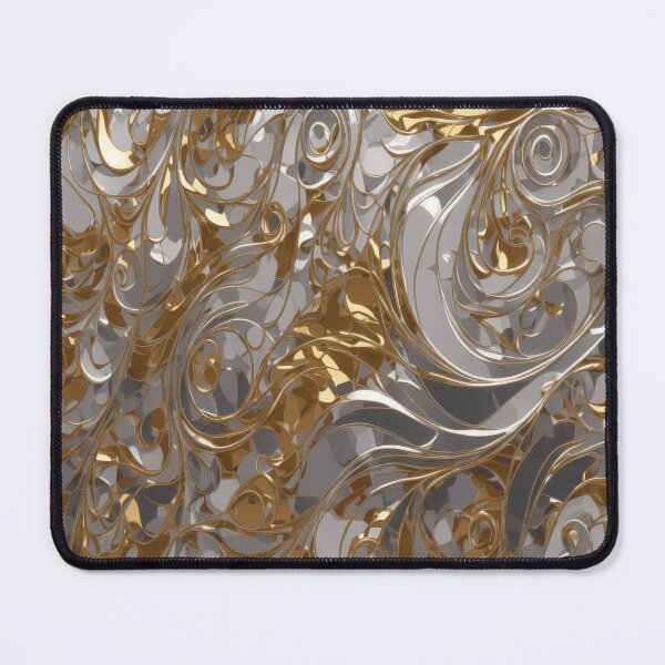 Item preview, Abstract Silver and Gold Marble Swirl Art designed and sold by BirdsnStuff.