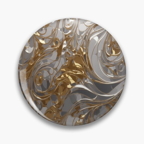 Item preview, Abstract Silver and Gold Marble Swirl Art designed and sold by BirdsnStuff.