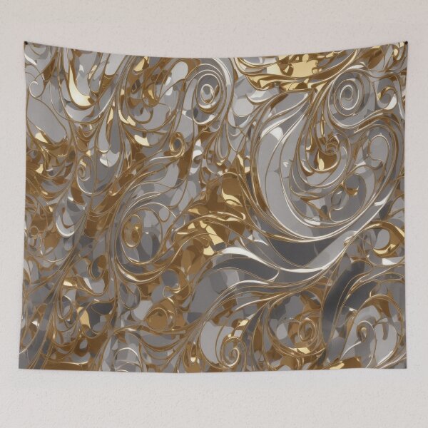 Item preview, Abstract Silver and Gold Marble Swirl Art designed and sold by BirdsnStuff.