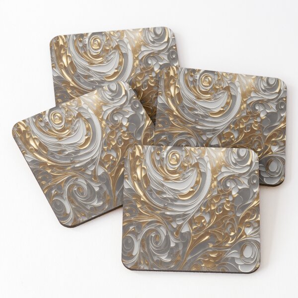 Item preview, Abstract Silver and Gold Marble Swirl Art designed and sold by BirdsnStuff.