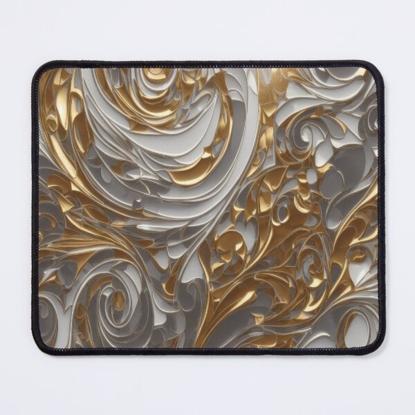 Item preview, Abstract Silver and Gold Marble Swirl Art designed and sold by BirdsnStuff.