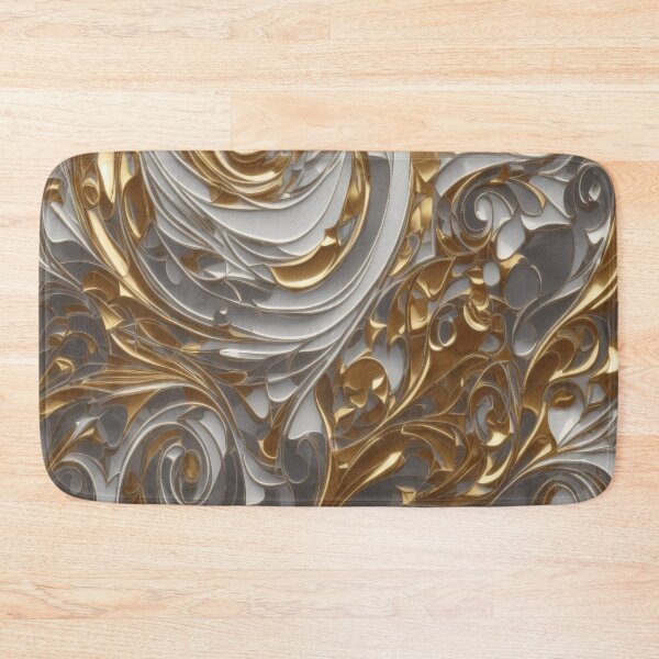Item preview, Abstract Silver and Gold Marble Swirl Art designed and sold by BirdsnStuff.