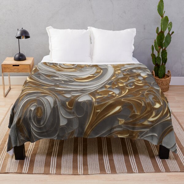 Item preview, Abstract Silver and Gold Marble Swirl Art designed and sold by BirdsnStuff.