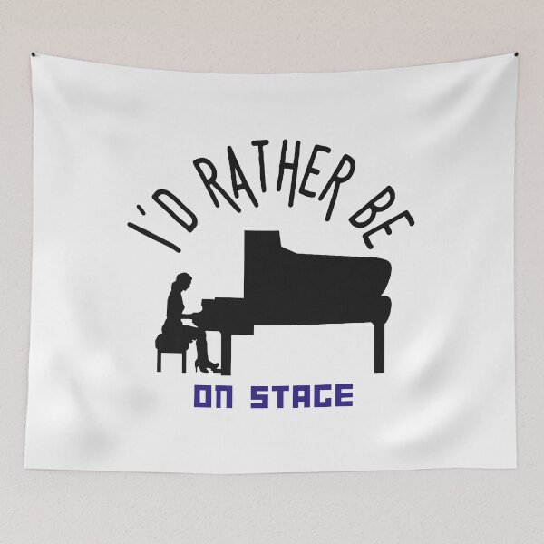 Item preview, I´d rather be on music stage, concert pianist. Black text and image. Gifts & Merchandise. designed and sold by LindaLG.