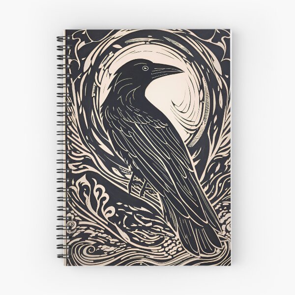 Item preview, Linocut Raven designed and sold by ZenStickConcept.
