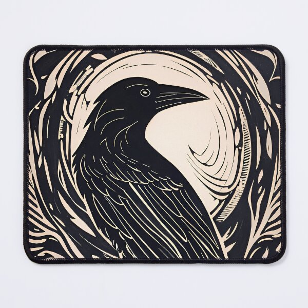 Item preview, Linocut Raven designed and sold by ZenStickConcept.