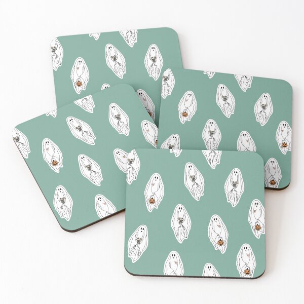 Item preview, Halloween Pushing Up Daisies Ghosts Pattern on Teal designed and sold by apcreatively.