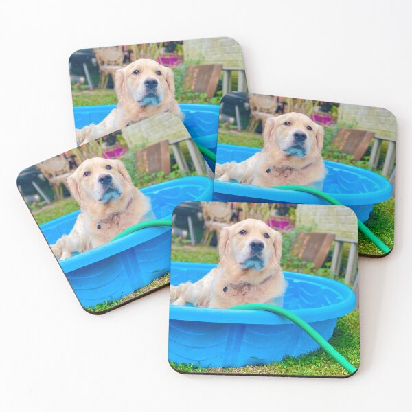 Item preview, Golden retriever in baby pool designed and sold by SunBearBooks.
