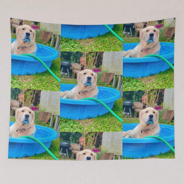 Item preview, Golden retriever in baby pool designed and sold by SunBearBooks.