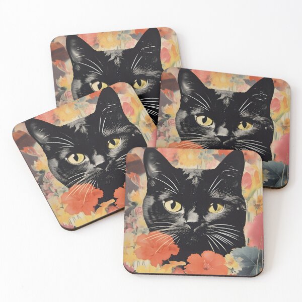 Item preview, Collage Style Black Cat and Flowers designed and sold by Je-we.