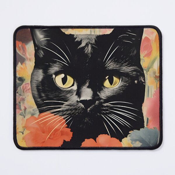 Item preview, Collage Style Black Cat and Flowers designed and sold by Je-we.