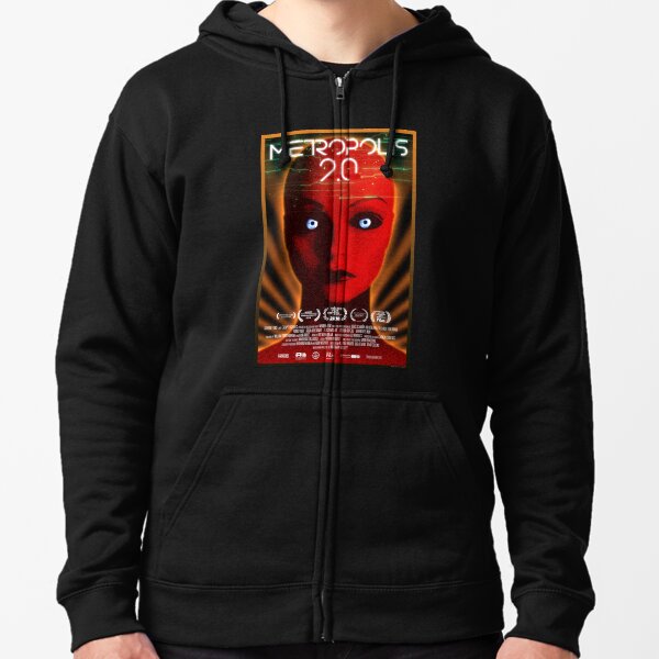 "Metropolis 2.0" - Art Deco, Sci-fi Movie Poster Zipped Hoodie