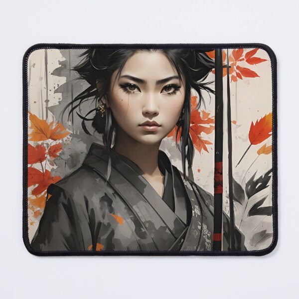 Item preview, Female Samurai Warrior - Traditional Ink Style designed and sold by Seneku-Design.