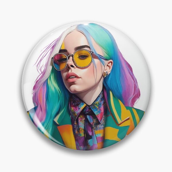 Item preview, Billie Eilish Bright Portrait - Funny Art - Hand-Drawn Style - Music Art - Pop Culture Art - Vibrant Home Decor  designed and sold by ButonDesign.