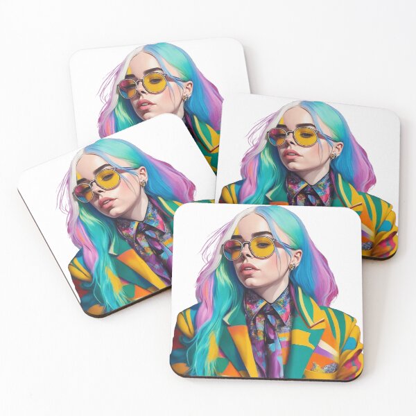 Item preview, Billie Eilish Bright Portrait - Funny Art - Hand-Drawn Style - Music Art - Pop Culture Art - Vibrant Home Decor  designed and sold by ButonDesign.