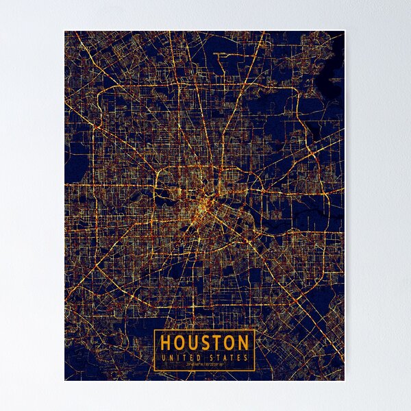 Item preview, Houston, Texas, USA Map - City At Night designed and sold by deMAP.