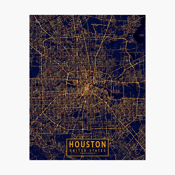 Item preview, Houston, Texas, USA Map - City At Night designed and sold by deMAP.