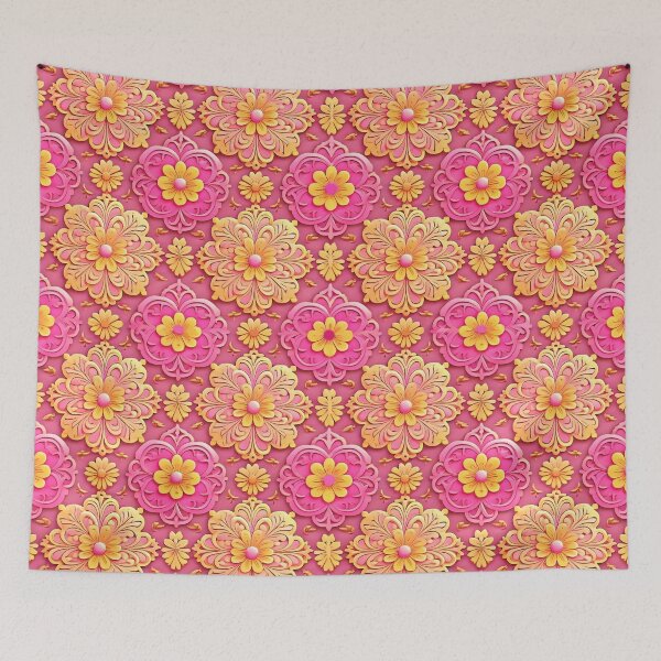 Item preview, Pink and Golden Floral Pattern designed and sold by AGNIII.