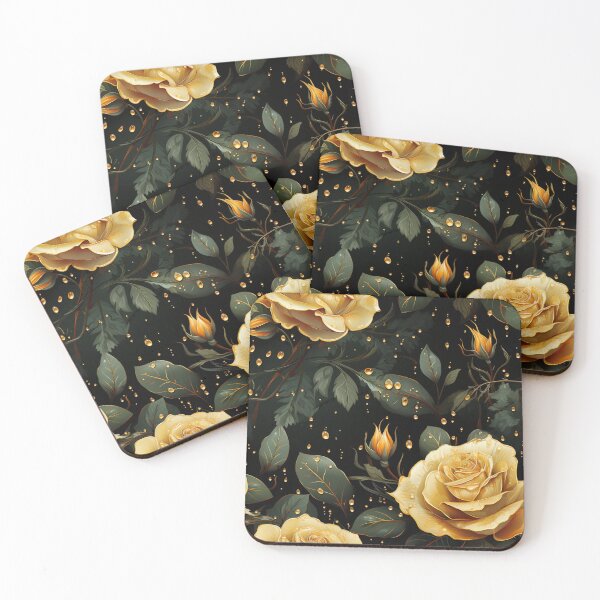 Item preview, Golden roses and droplets designed and sold by Lewis-mart.