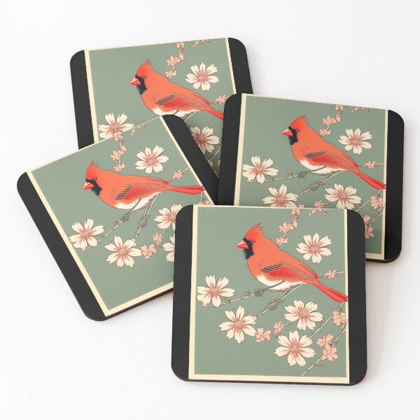 Item preview, Northern Cardinal in flowers designed and sold by EuropeanPrints.
