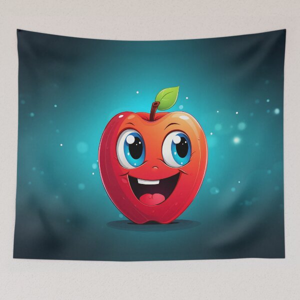 Aperçu de l'œuvre Playful Produce: Cute Happy Cartoon Apple créée et vendue par Digi-Artsy.