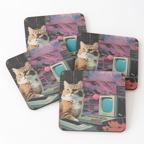 Item preview, Collage Style Cat and Retro Computer designed and sold by Je-we.