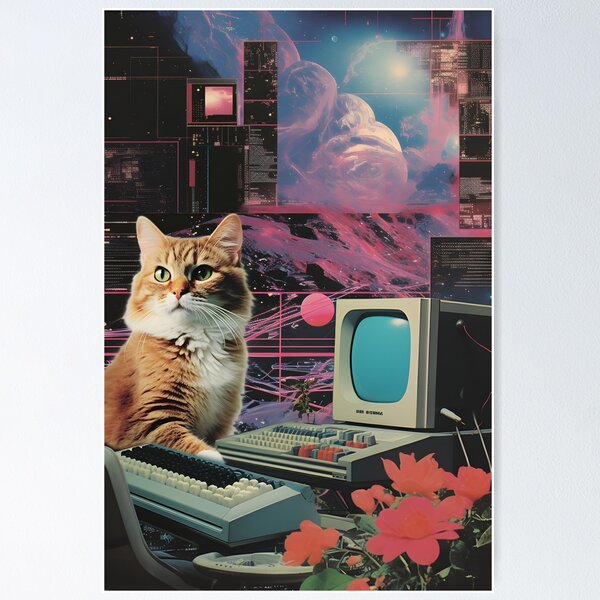 Item preview, Collage Style Cat and Retro Computer designed and sold by Jew-e.