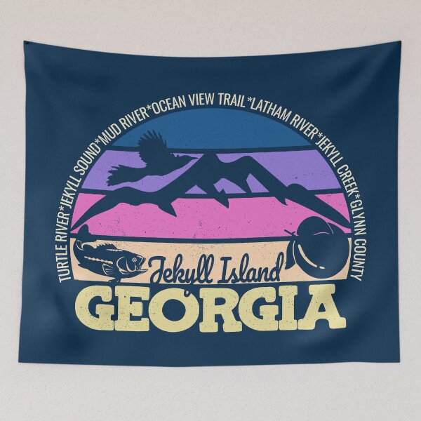 Item preview, Jekyll Island Georgia Sunset Retro Vintage Local Pride Logo designed and sold by CRHPOD20.