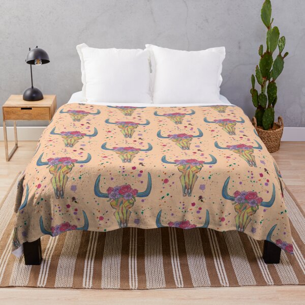 Item preview, Colorful Cow Skull designed and sold by LuvbuzzArt.
