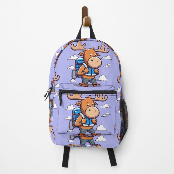 Item preview, Funny Moose Hiking Cartoon designed and sold by Nature's Fancy.